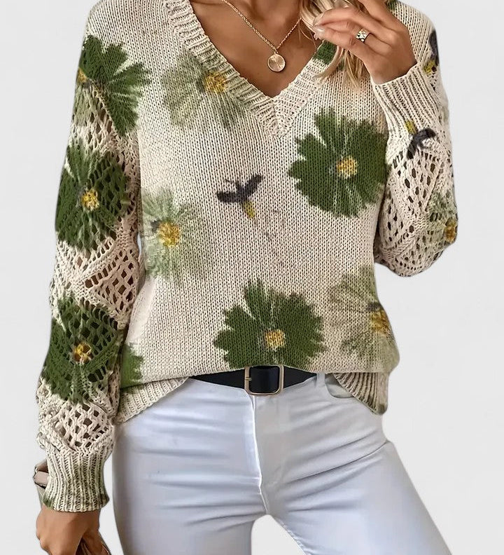 Wysława – Elegancki sweter z kwiatami