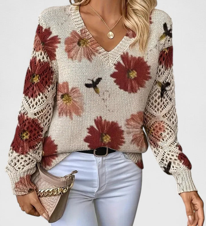 Wysława – Elegancki sweter z kwiatami